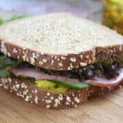 ham picalilli and cucumber sandwich with wholemeal bread simple idea for leftover ham.