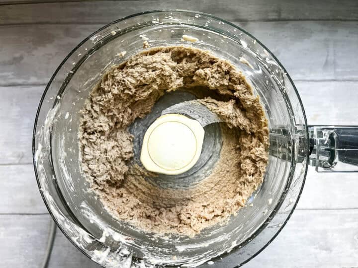 smoked mackerel pate blitzed in food processor.