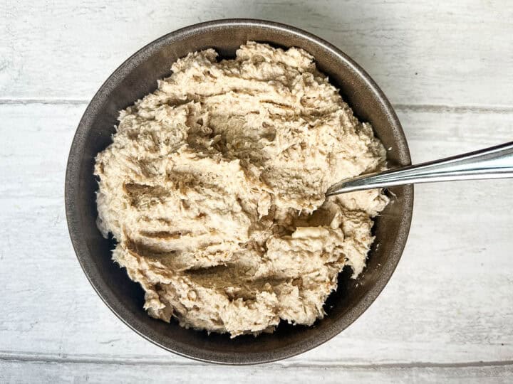 easy smoked mackerel pate in bowl.
