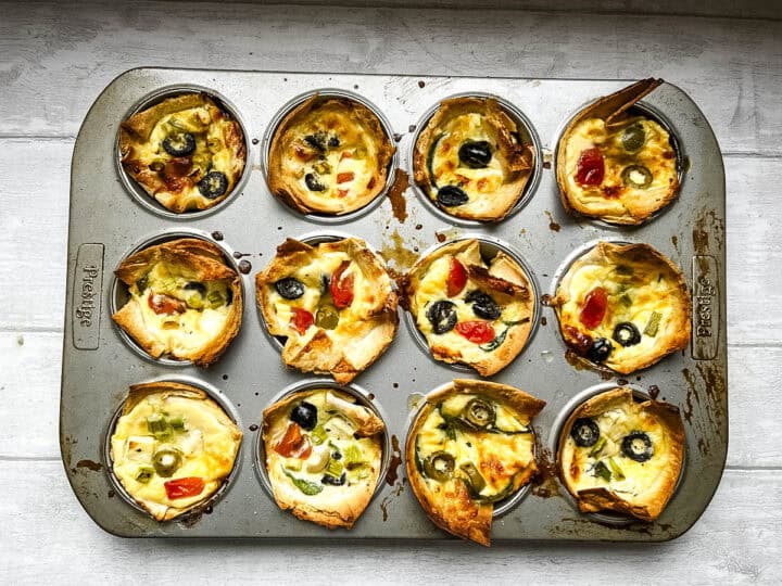 mini quiches baked in muffin tray