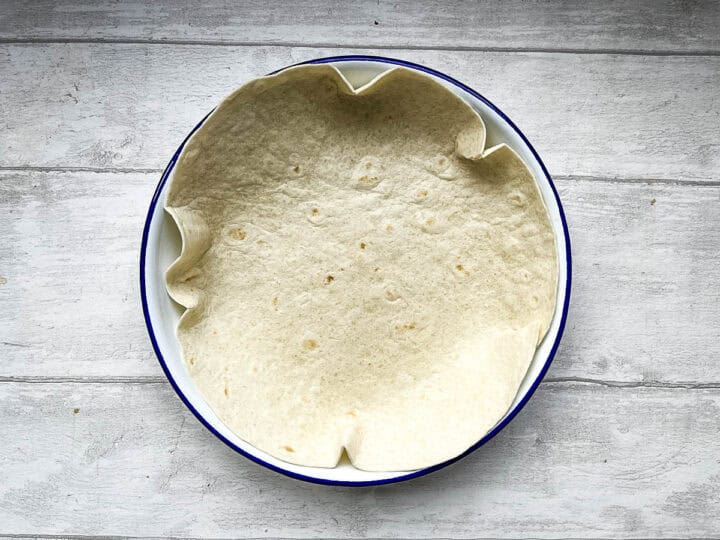 tortilla wrap in a baking dish