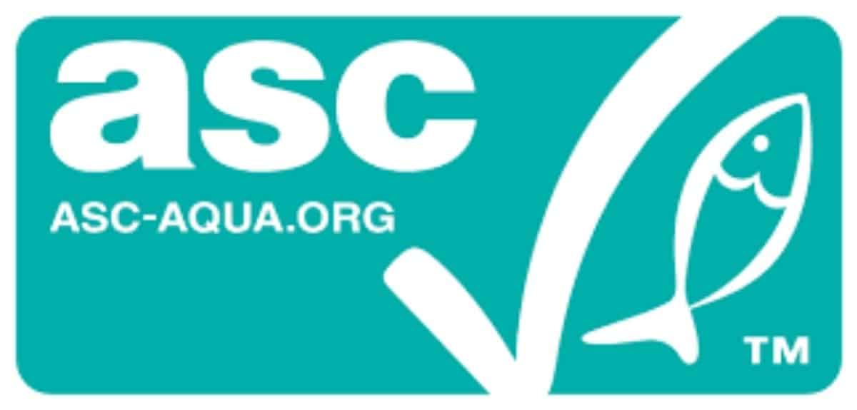 asc sustainably sourced seafood logo with aqua blue background and image of fish.