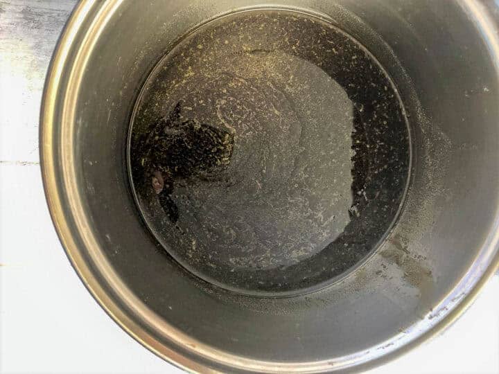 melted butter and syrup in pan.